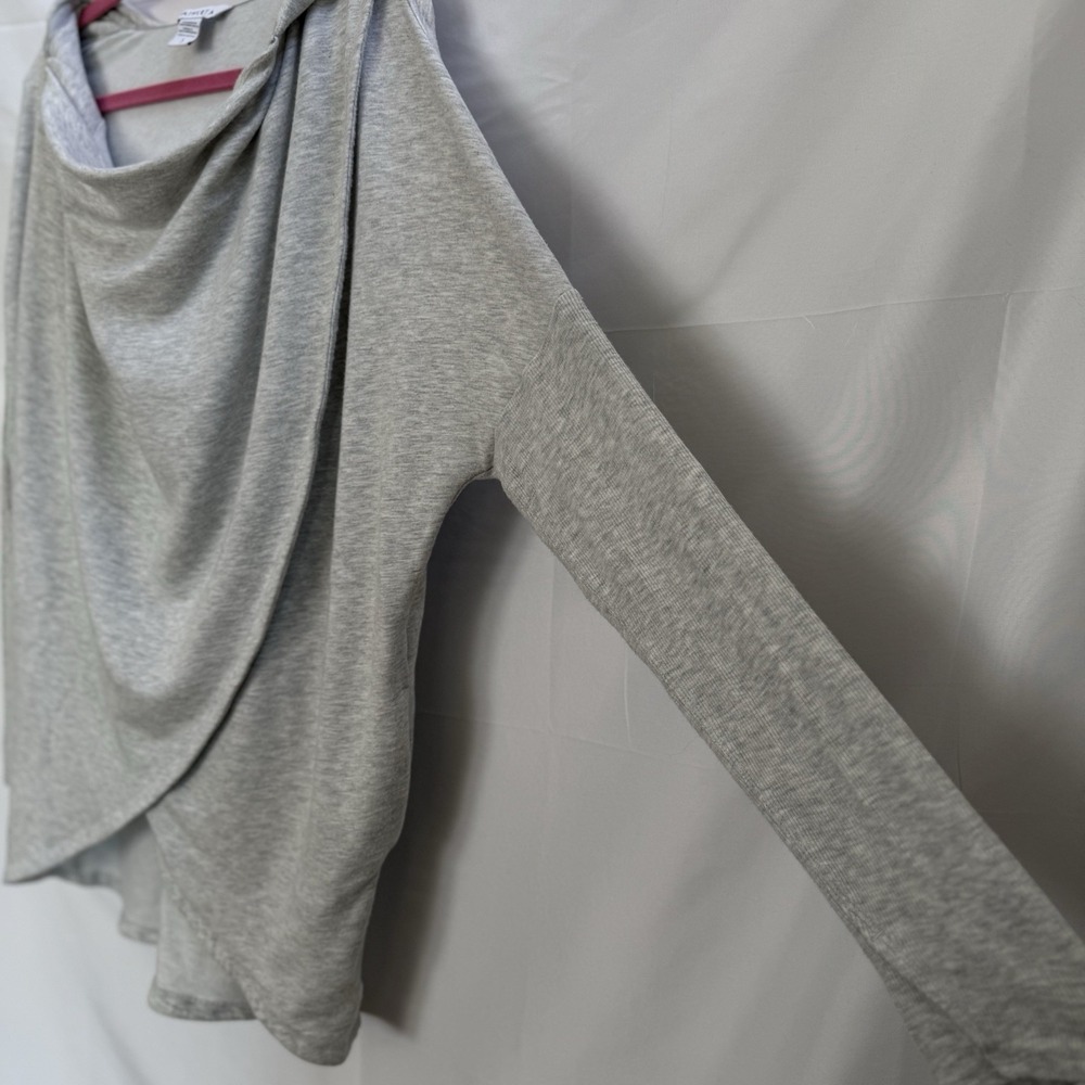 Athleta Hoodie Womens Large Gray Wrap Front Cowl Neck Lightweight Modal Knit - Picture 4 of 13